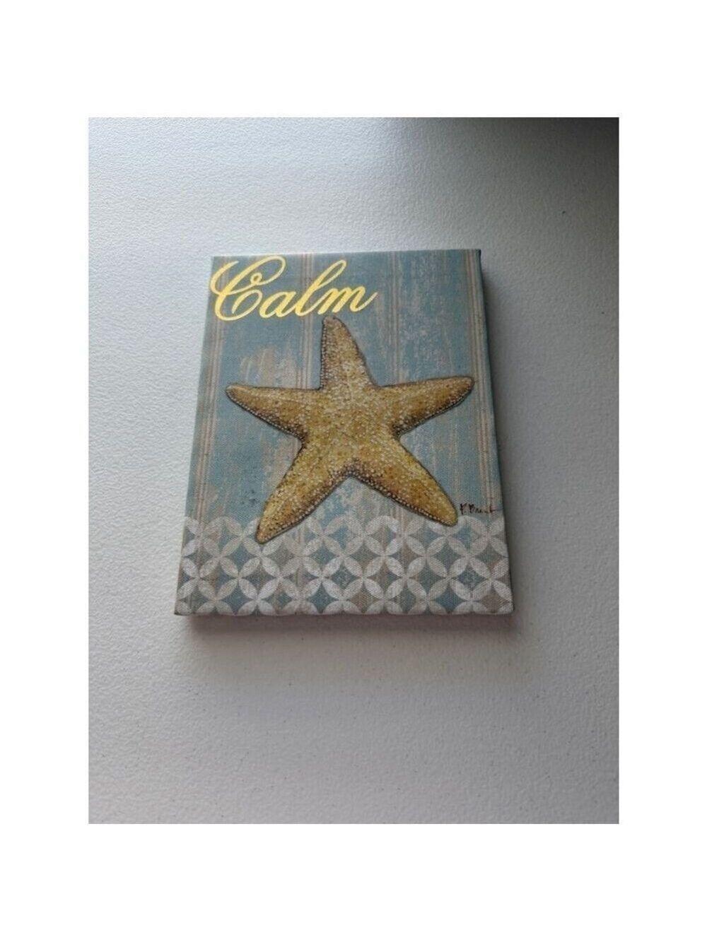 Coastal Starfish Canvas Wall Art Beach Decor “Calm” Nautical Sign